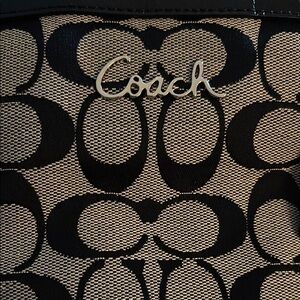 Coach Black and Tan Shoulder Bag with Signature Monogram